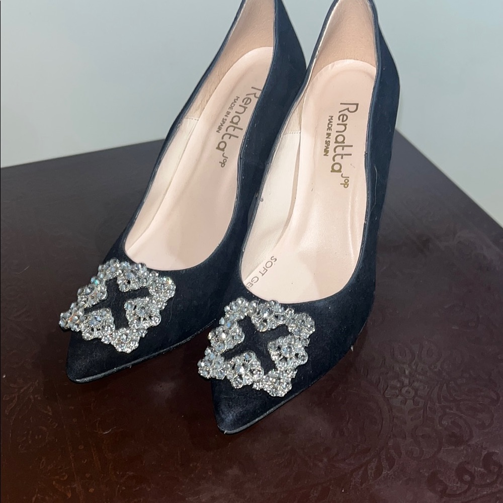 Black Crystal Embellished Heels